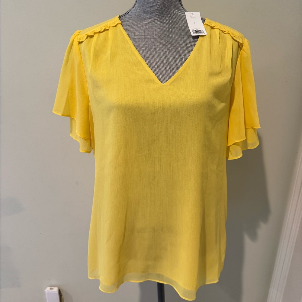 NWT Banana Republic Sunny Yellow V-Neck Blouse